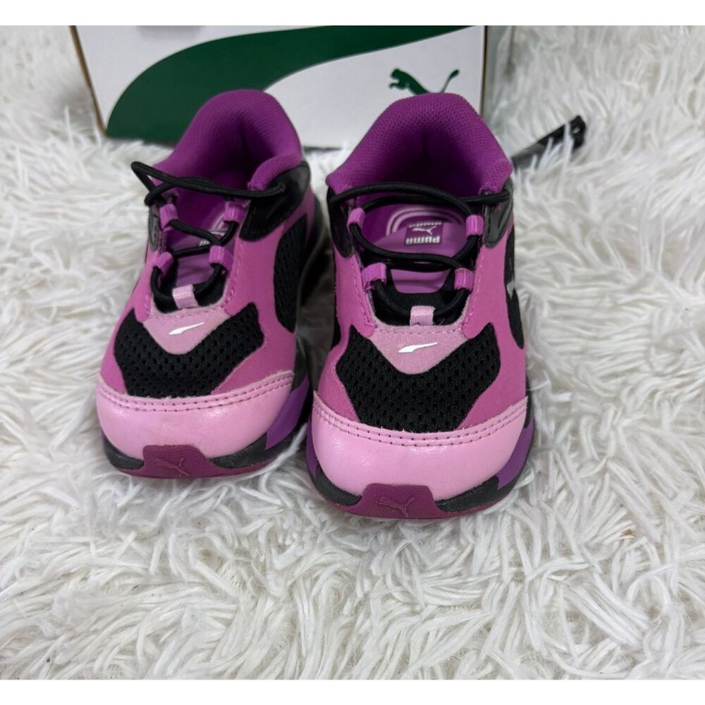 Puma Kids Sneakers Size 8 Pink/Black With Silver Accents Durable & Sty